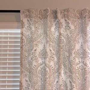 Tahari Paisley Tan Gray White Curtain Set